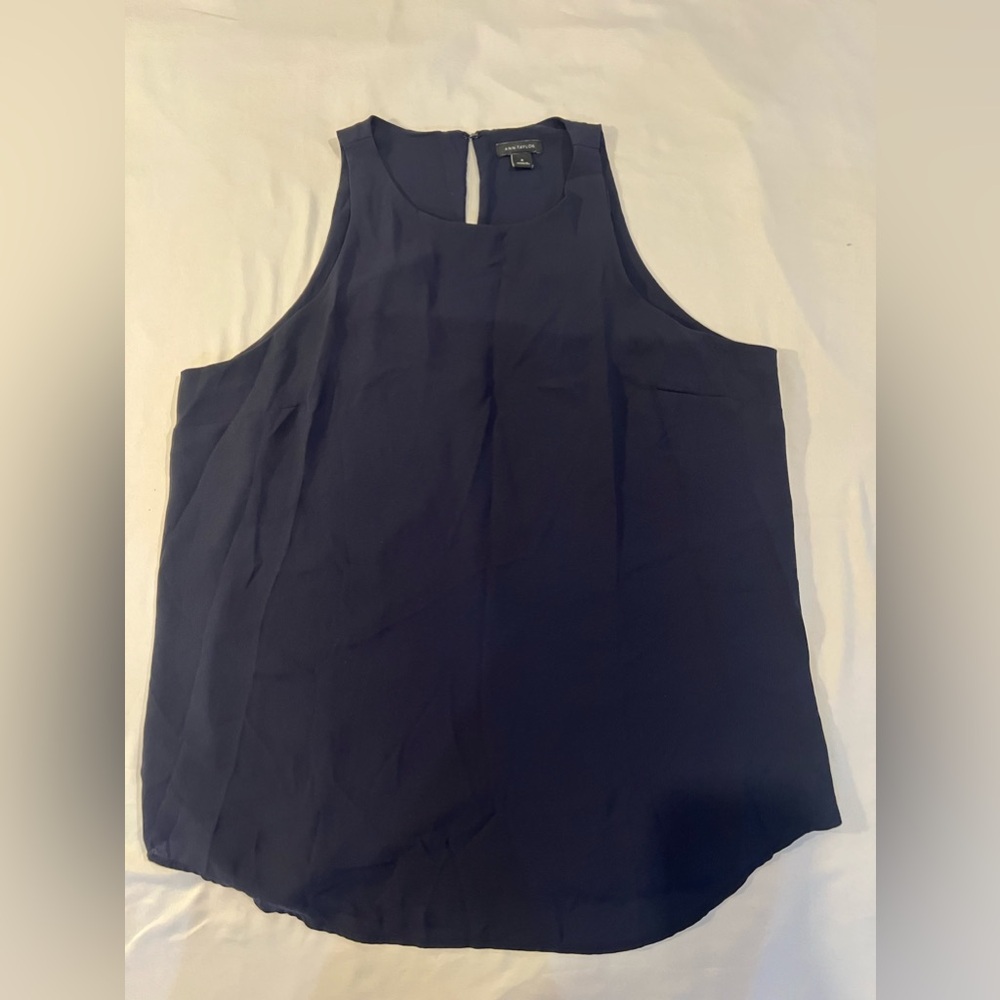 Ann Taylor Blue/Black Sleeveless Blouse